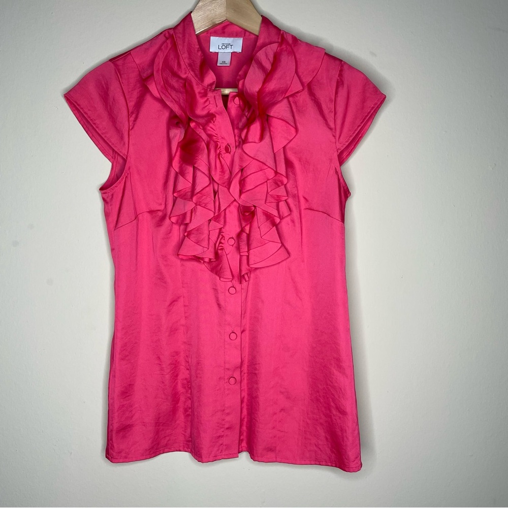 Ann Taylor LOFT | Ruffle Satin Blouse